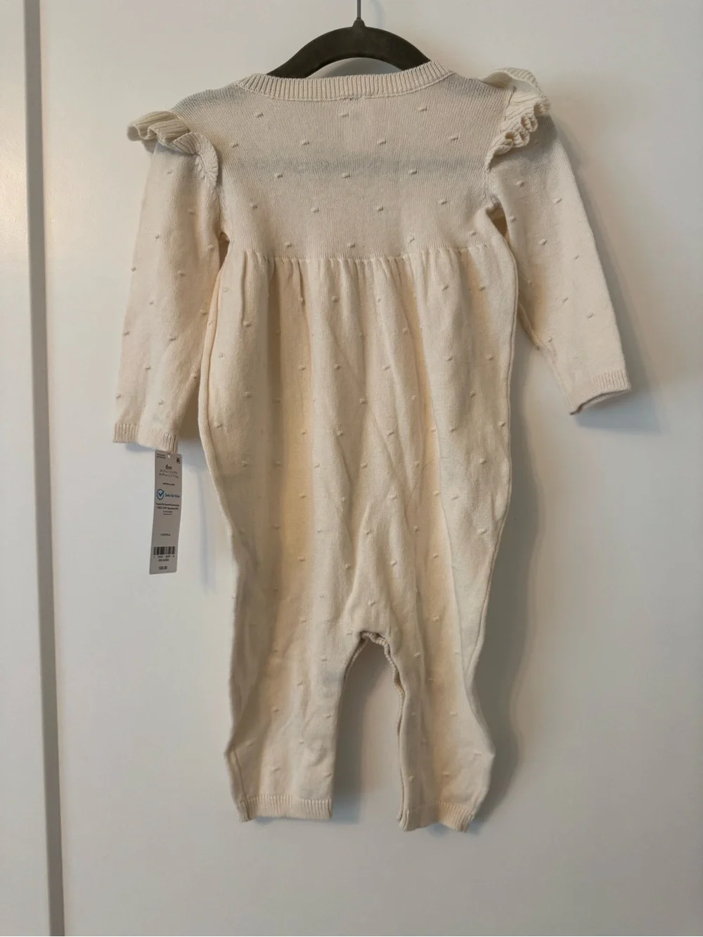 Carter's Cream Knit Ruffle Shoulder Baby One-Piece